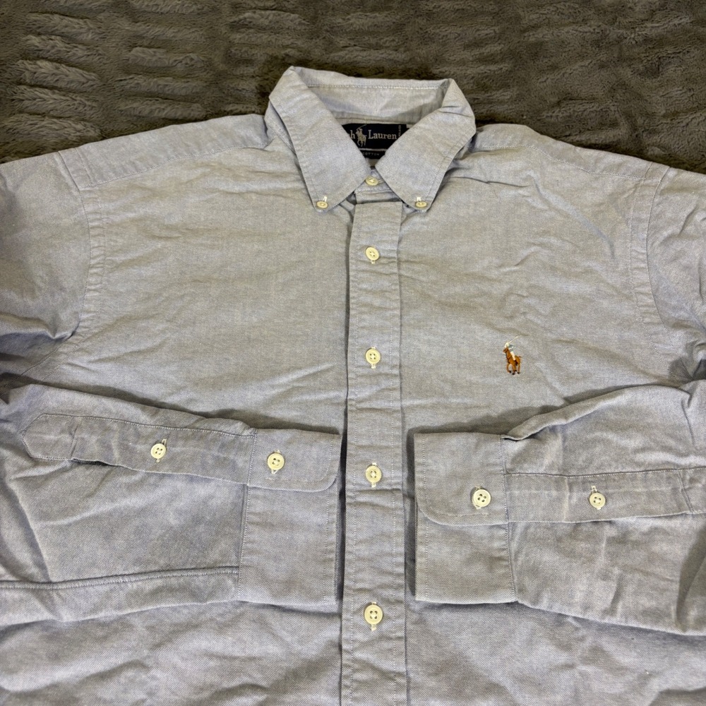 Ralph Lauren Mens Oxford Button Down Shirt Light Blue 16.5 34 AT636